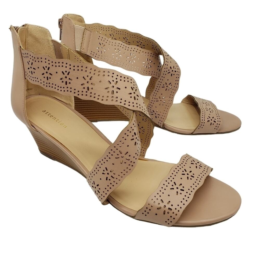 Attention Criss Cross Laser Cut Wedge Sandals